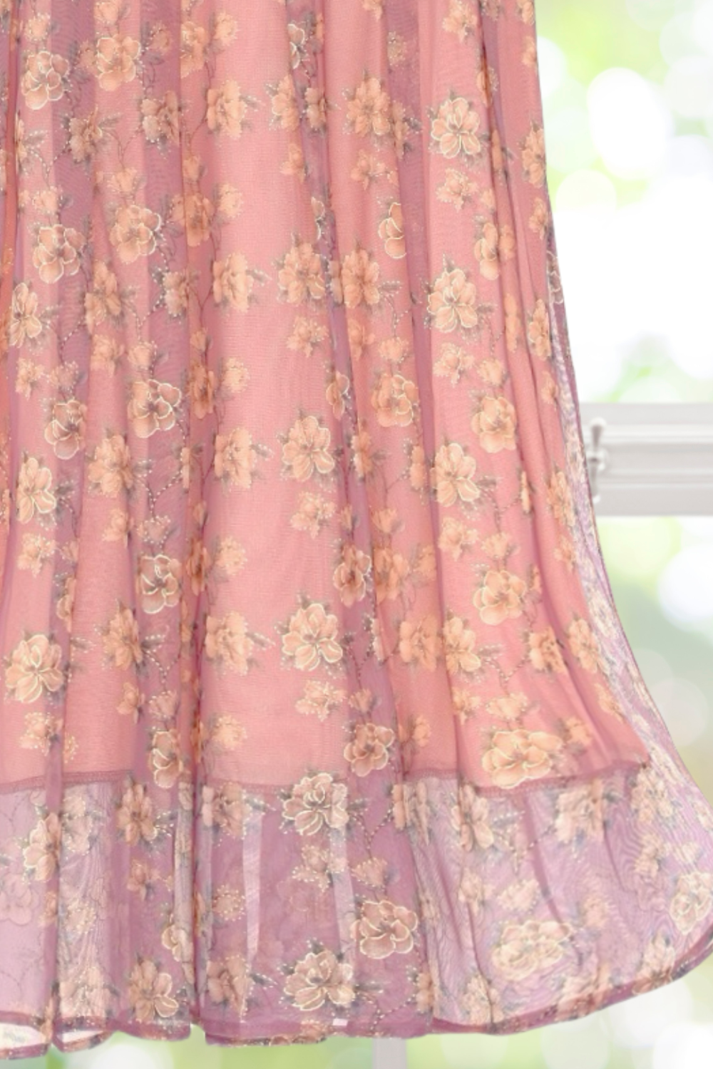 Annabella Mesh Pink Dress with Floral Print